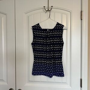 Navy Geometric Sleeveless Top
